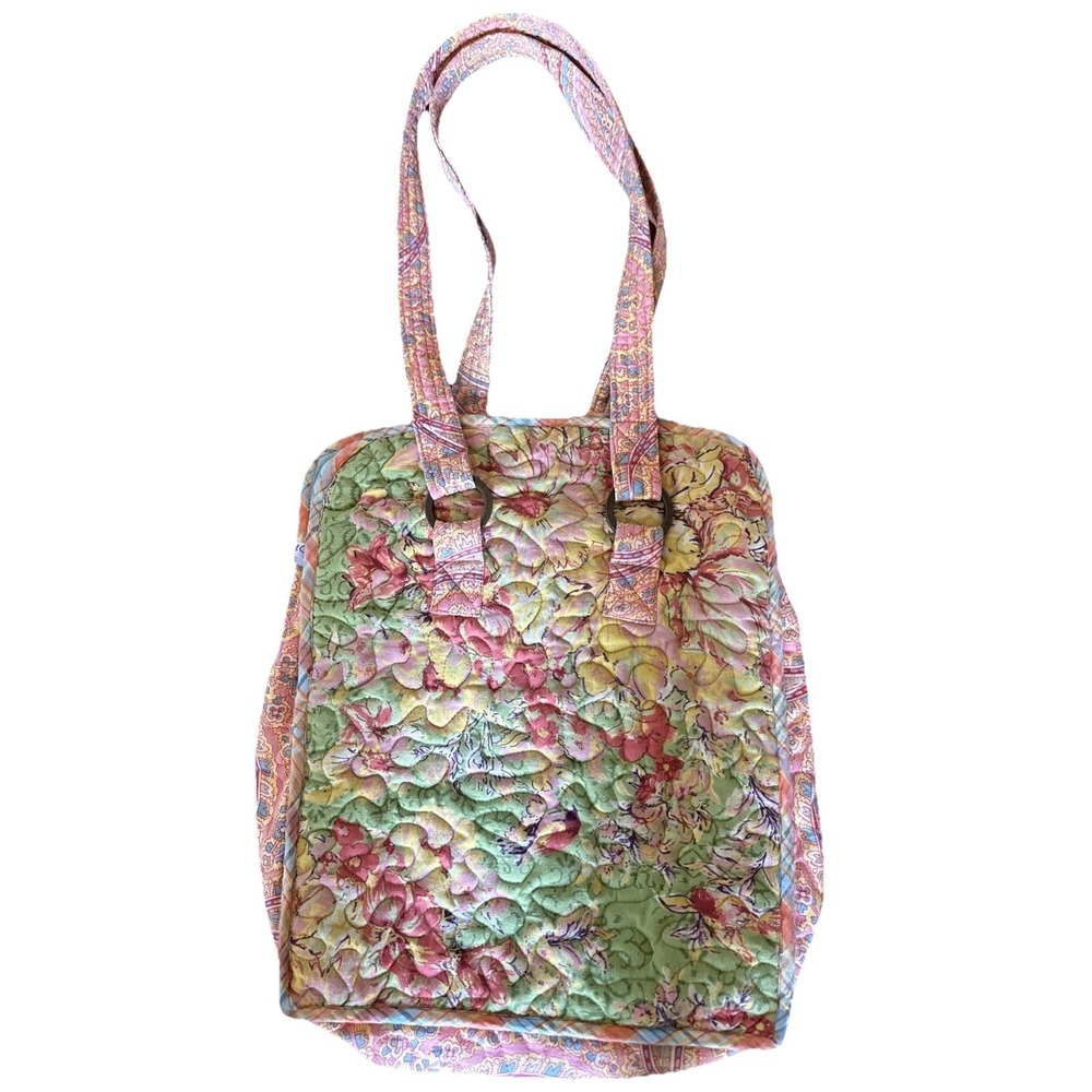 April Cornell Large Quilted Duffel Tote Bag Multicolor Floral Design 16x13